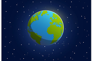 Planet Earth hangs in space against, an Illustration by Vectorbuum