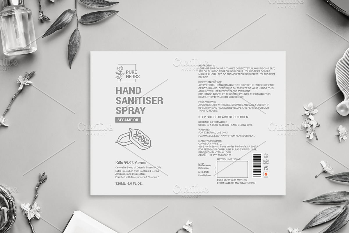 Hand Sanitiser Spray Label, an Object Graphic by Dev.Rawat21 (Photo 4 of 5)