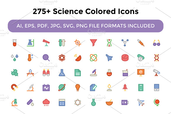 275 Science Colored Icons