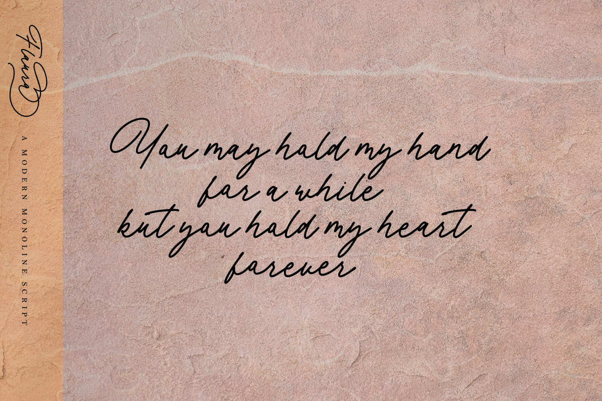Flaura - A Modern Monoline Script, a Script Font by Megi Satyo Widodo (Photo 9 of 12)