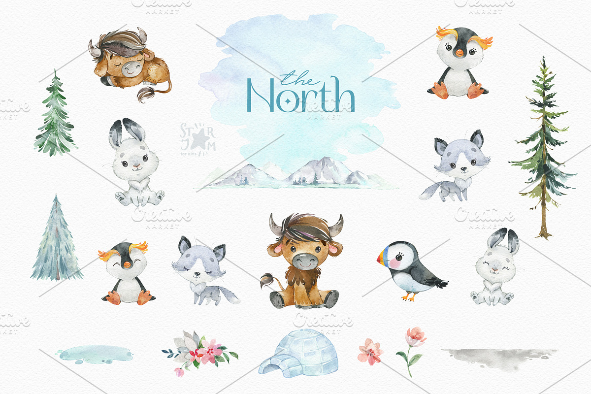 The North. Watercolor Collection, an Animal Illustration by StarJam (Photo 6 of 8)