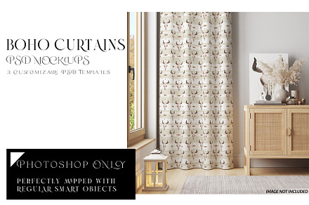 Home Textile - Boho Curtains Mockup, a Pens & Pencil Mockup by mock-ups