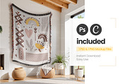 Woven Blanket Mockup | Hang on Wall, an Apparel Mockup by Mockups Studio (Thumbnail 2 of 9)