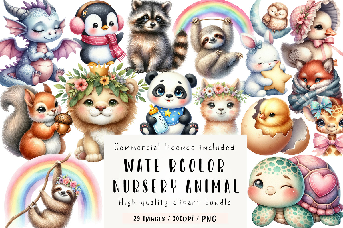 Baby Animal Nursery Sublimation, an Illustration by CreationArt (Photo 1 of 5)