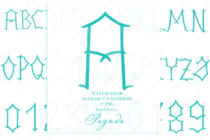 Watercolor Alphabet Pagoda Mahjong, a Graphic by LABFcreations