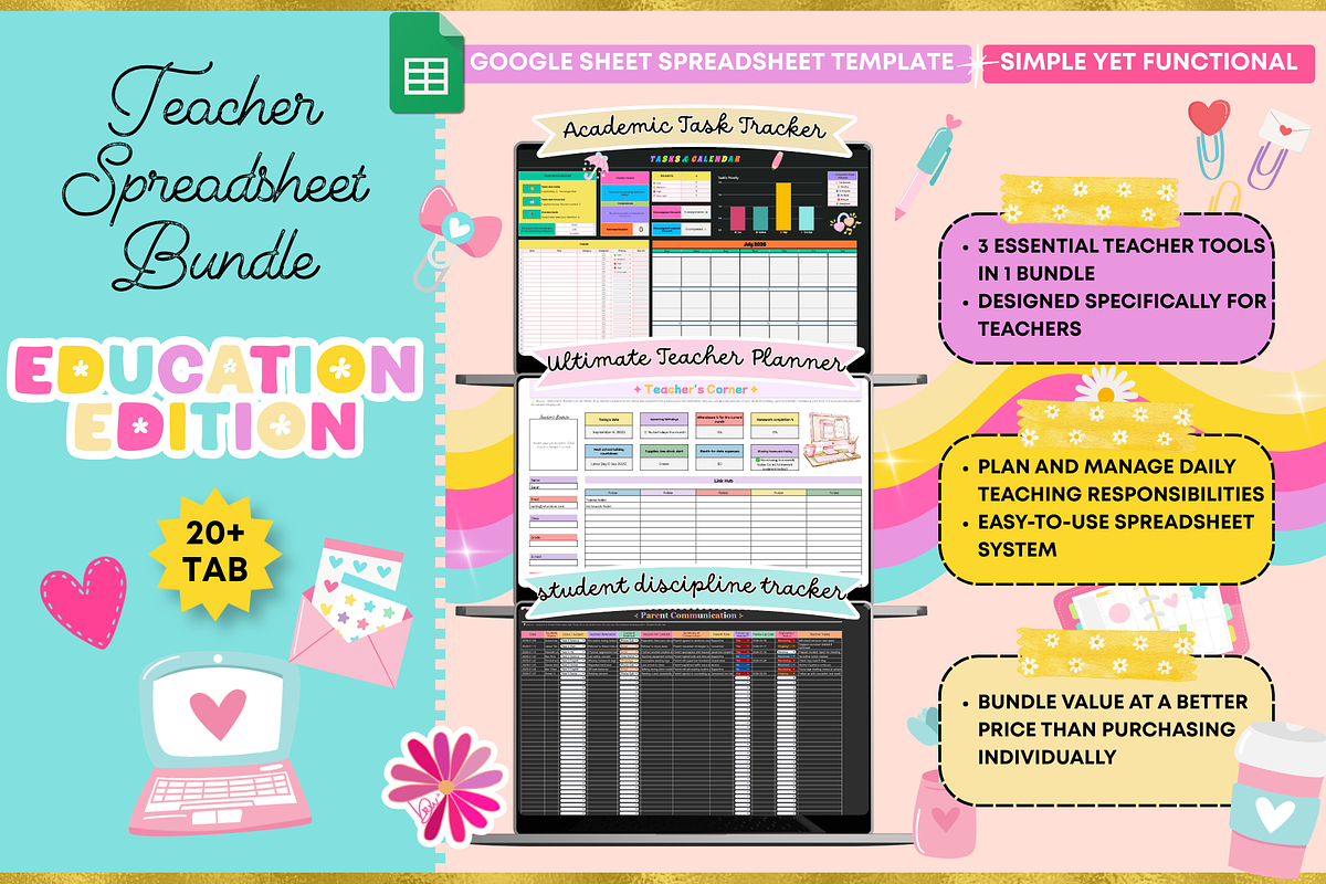 Teacher Spreadsheet Bundle, a Stationery Template by bellaROSEworkshop (Photo 1 of 5)