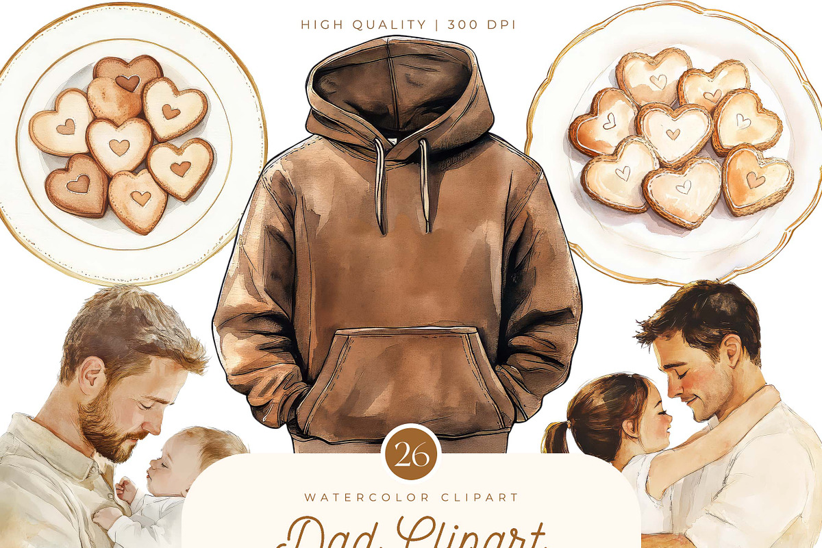 Watercolor Dad Clipart Bundle, a Person Illustration by SparkyDesignsUS (Photo 1 of 9)