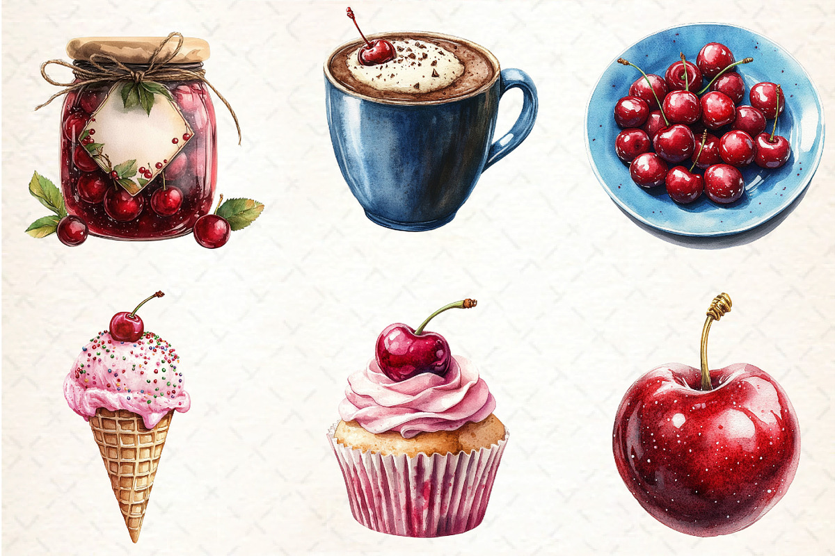 Midnight Cherry Christmas Clipart, an Illustration by DreamCafeArt (Photo 4 of 5)