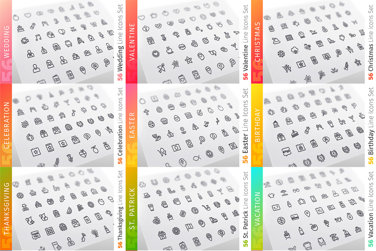 Holidays 728 Line Icons Bundle, an Outline Icon by Voysla's Shop (Photo 6 of 8)