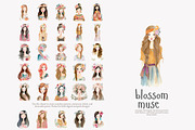Watercolor boho women clipart set, a Decorative Illustration by Patishop Art (Thumbnail 9 of 11)