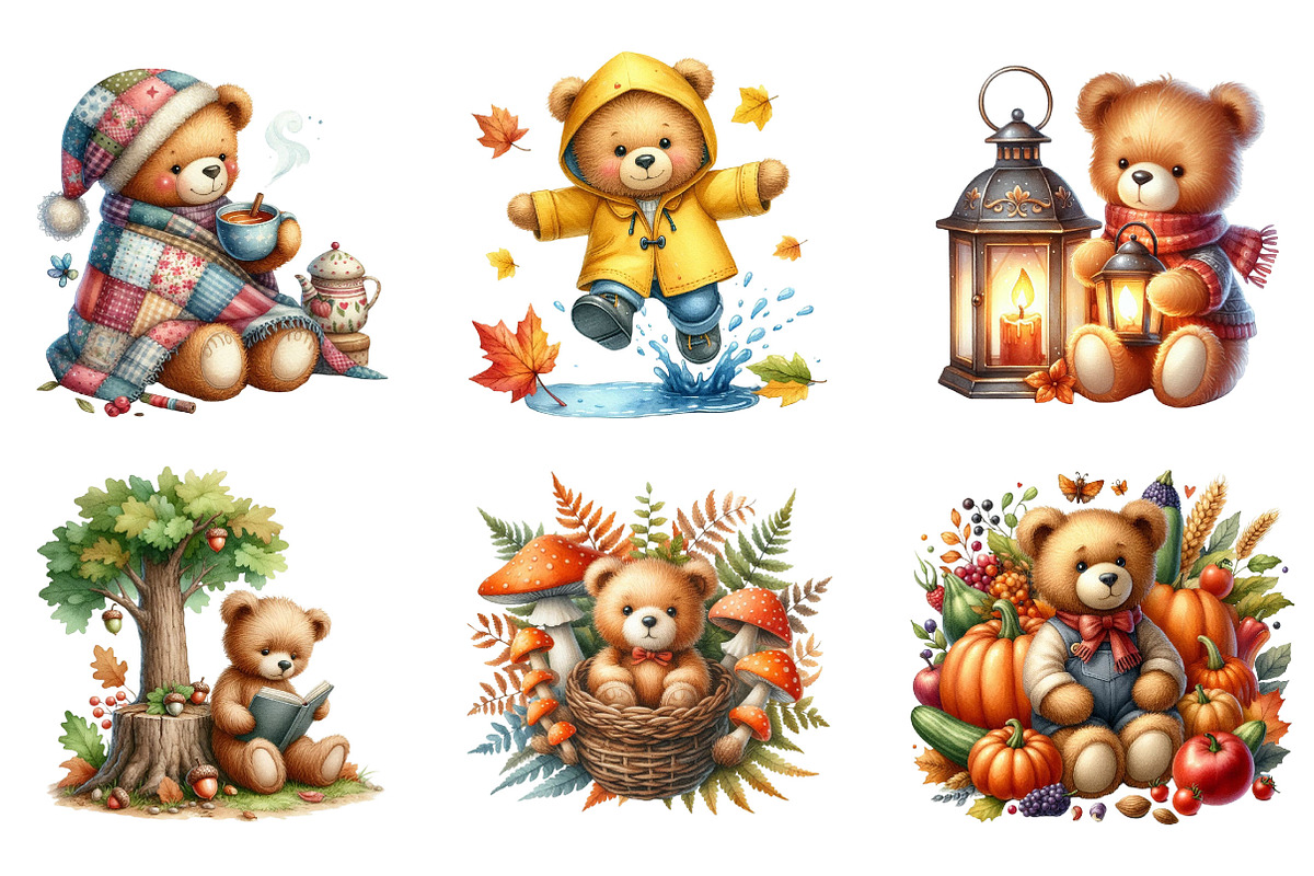 Autumn Teddy Bear Sublimation Png, an Illustration by SinaCreation (Photo 3 of 5)
