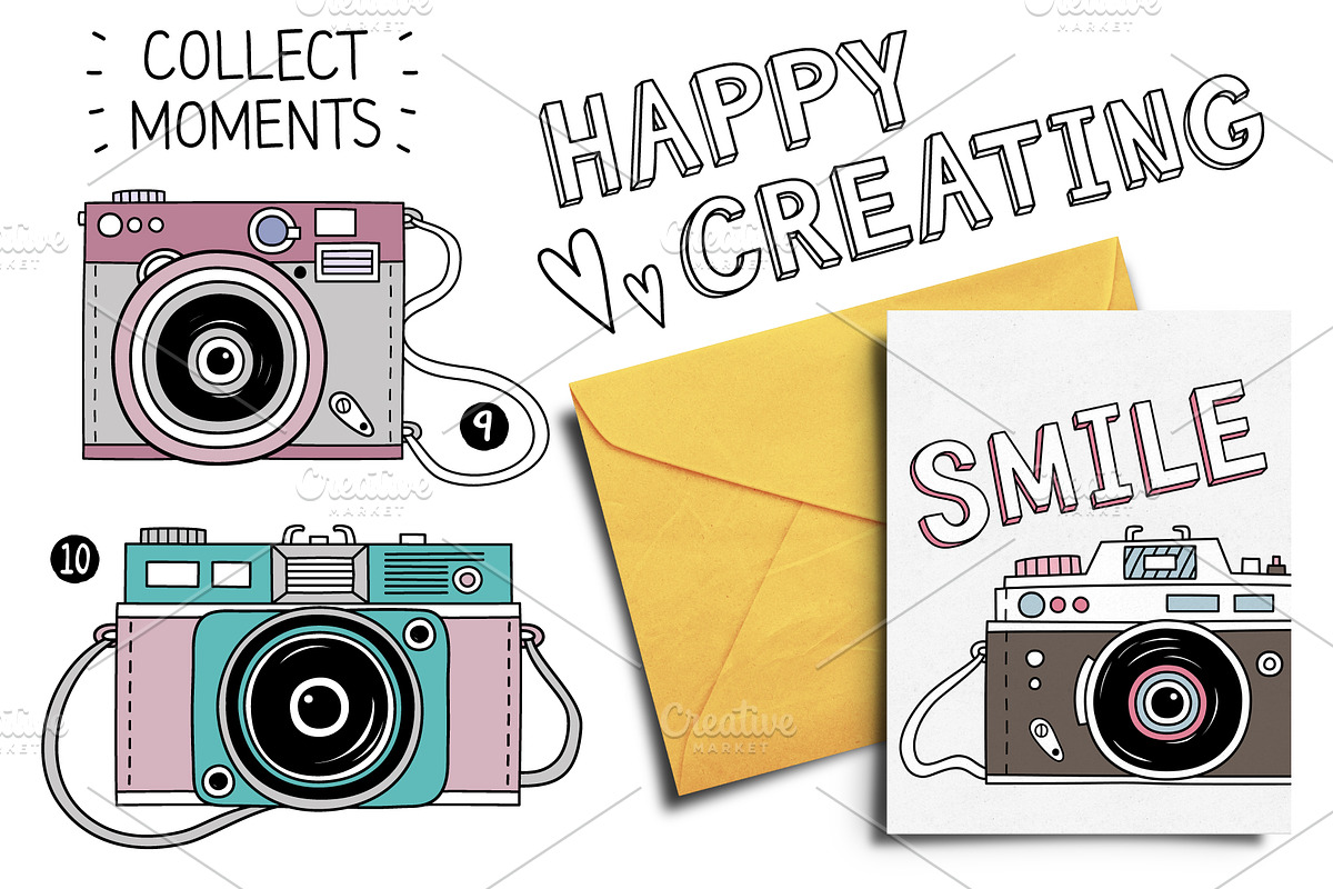 10 Retro photo cameras, an Illustration by Nastya Tkachova (Photo 3 of 3)