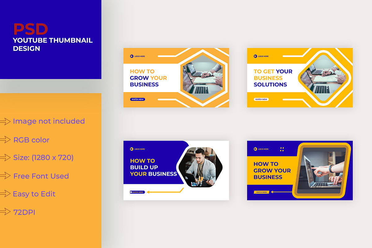 Business YouTube Thumbnail in PSD, a Social Media Template by Lakhan1998 (Photo 1 of 5)
