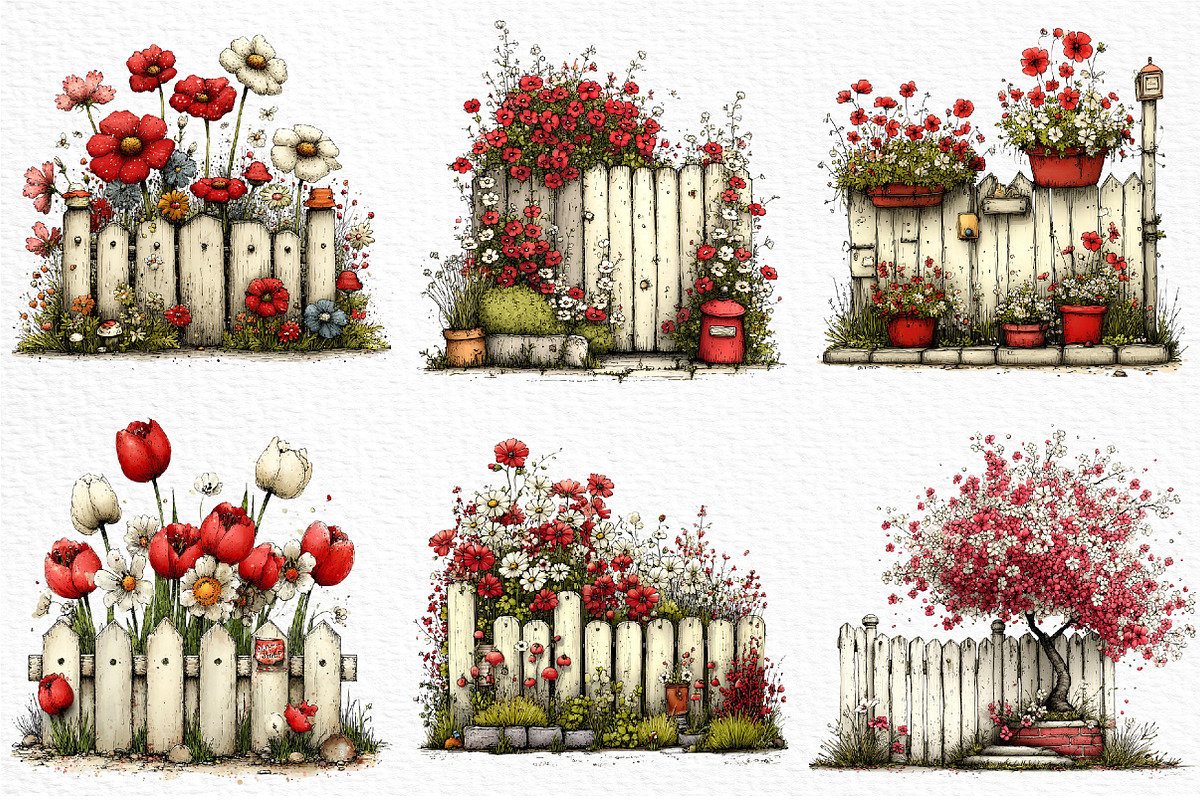 Whimsical Spring Fence Clipart, an Illustration by Craft Nest (Photo 6 of 12)