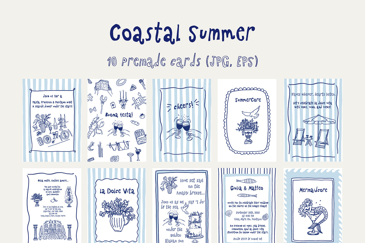 COASTAL Summer - whimsical set, a Seasonal Illustration by Madiwaso (Photo 6 of 13)