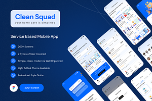 Clean Squad Mobile App UI Kit, an App Template by arcdigitalagencyltd