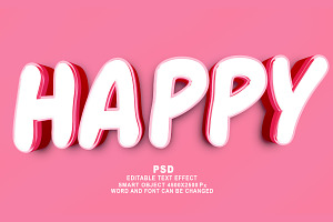 PSD Happy 3d Editable Text Effect