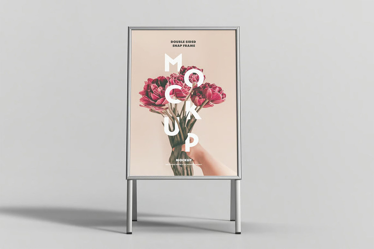 Double Sided Snap Frame Mock-up, an Advertising Mockup by zippypixelstudio (Photo 3 of 8)