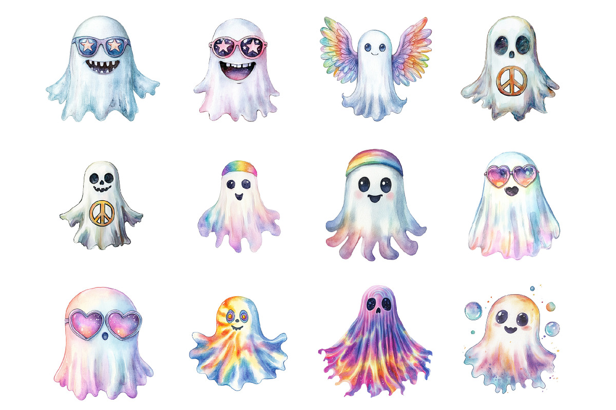 Groovy Ghost Clipart, an Illustration by Design Market (Photo 3 of 3)