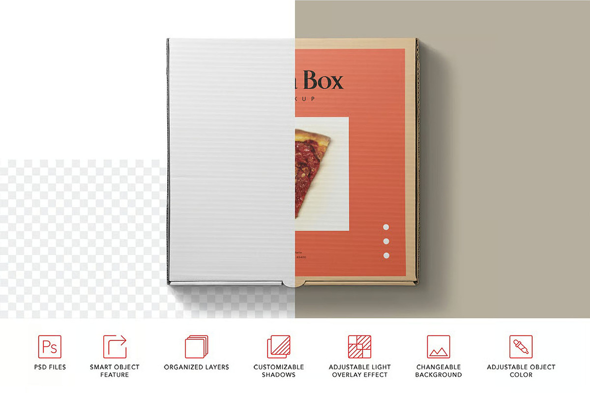 Pizza Box mockup - Luxury Edition, a Packaging Mockup by megostudi0 (Photo 7 of 8)