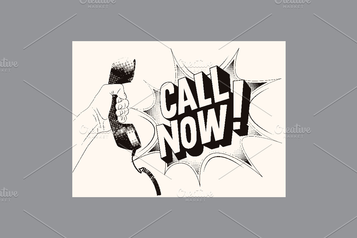 Call Now! Vector retro poster set., a Technology Illustration by PoPaShop (Photo 4 of 8)