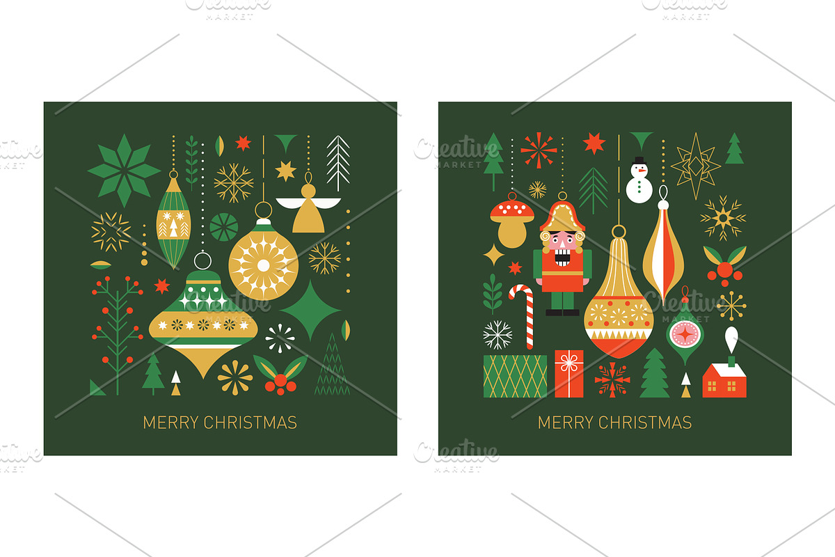 Christmas Vector Elements for Cards, a Seasonal Illustration by lenlis (Photo 5 of 6)