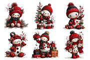Whimsical Christmas Snowman Clipart, a Seasonal Illustration by Creative Art (Thumbnail 3 of 7)