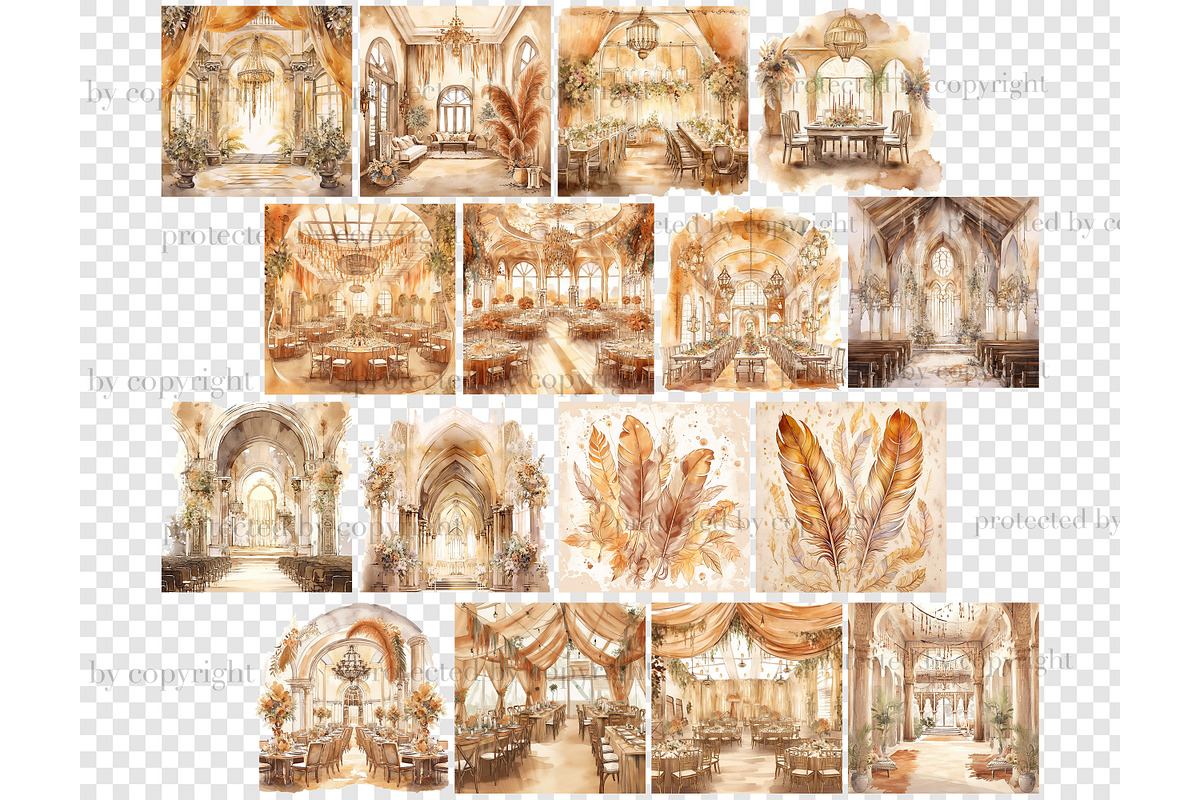 Boho Wedding Scenes Clipart, a Decorative Illustration by GlamArtZhanna (Photo 5 of 5)