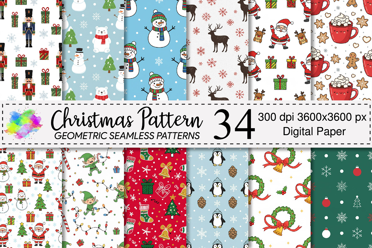 Christmas Pattern Digital Paper, a Pattern Graphic by Canvas Craft (Photo 1 of 4)