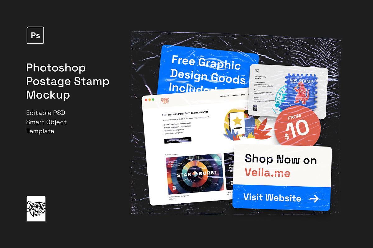 Postage Stamp Photoshop Mockup, a Merchandise Mockup by Creative Veila (Photo 5 of 5)