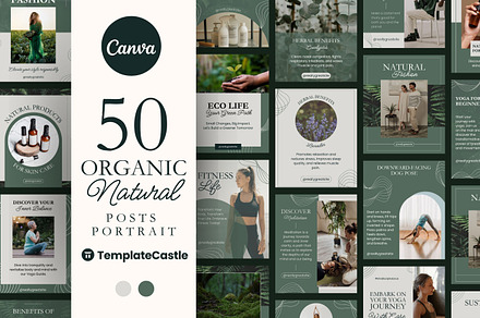 50 Natural Posts Portrait Canva, a Templates & Theme by TemplateCastleStore