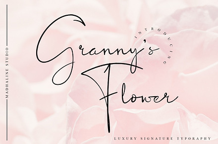 Granny's Flower a Luxury Signature, a Script Font by Madhaline Studio