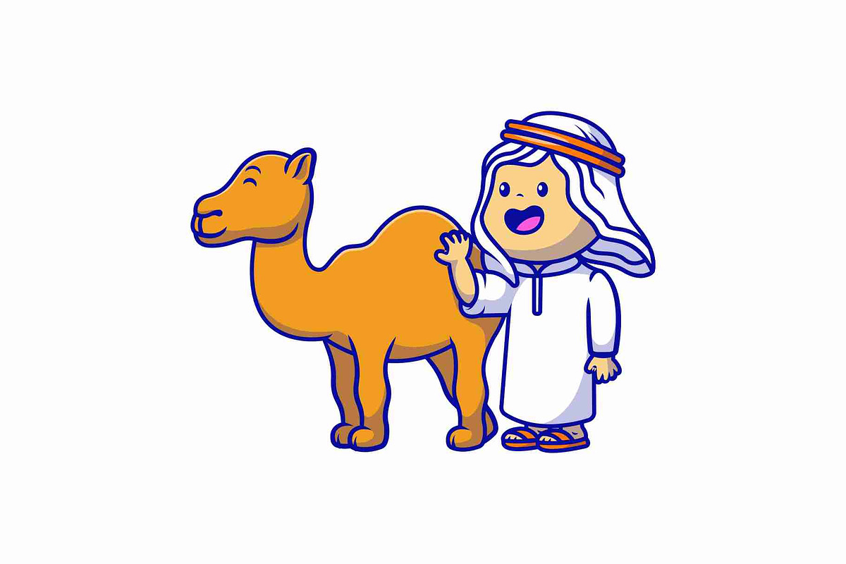 Arabic Moslem Boy Stand With Camel, an Animal Illustration by Artstorystudio (Photo 3 of 3)