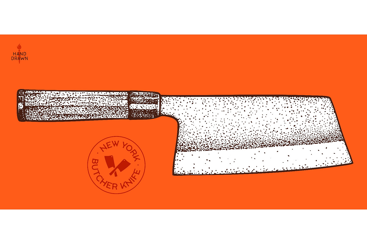 Butcher Knife. Hand drawn sketch, a Food Illustration by Foxys Graphic (Photo 1 of 3)