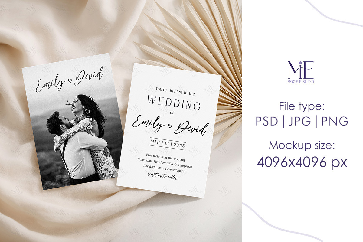 Double Greeting Invite Cards Mock-up, an Advertising Mockup by Mie Mockup Studio (Photo 3 of 7)