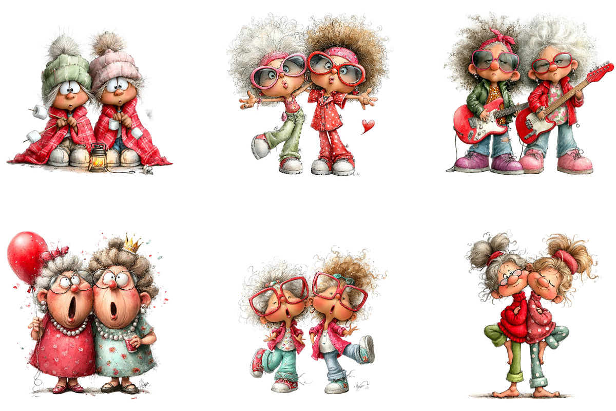 Funny Grandma Best Friends, a Seasonal Illustration by CreationArt (Photo 4 of 5)