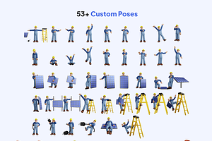 Cartoon Worker Man Solar Power Figma