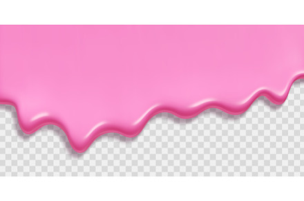 Pink ice cream melt dripping down on