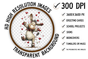 Whimsical Valentine Donkey Clipart, an Illustration by Craft Nest (Thumbnail 2 of 11)