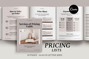 Pricing Lists Templates CANVA V2