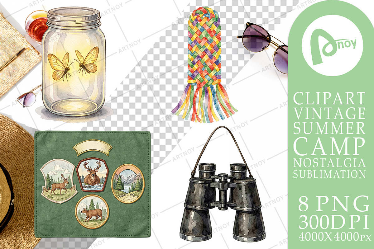 Vintage Summer Camp Sublimation, a Decorative Illustration by Artnoy (Photo 11 of 18)