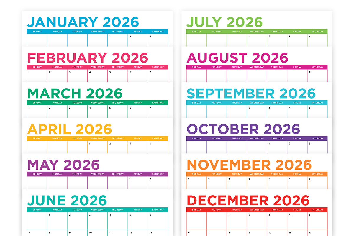 2026 Bold COLOR 8.5x11 Inch Calendar, a Stationery Template by Running With Foxes (Photo 2 of 6)