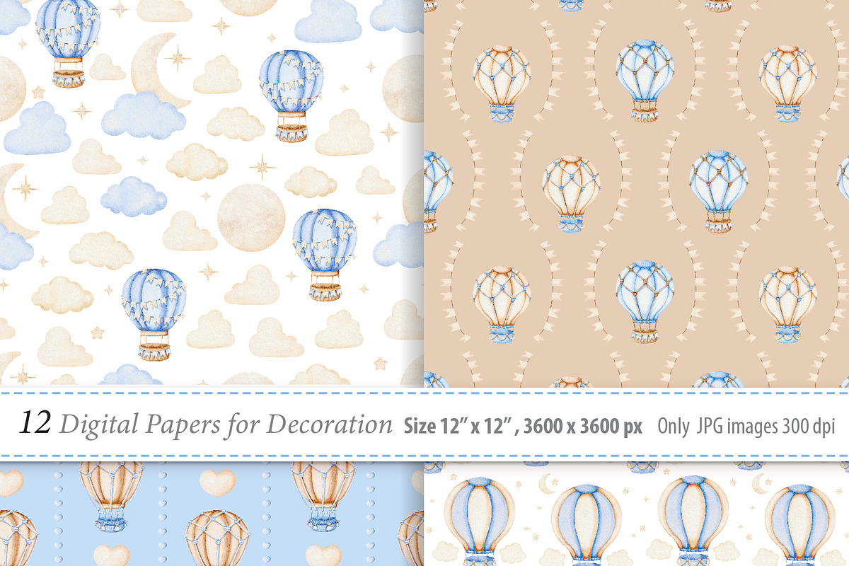 Hot Air Balloon Clipart, a Transportation Illustration by TitaLivingArt (Photo 8 of 11)