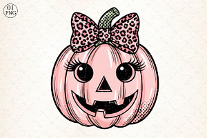 Pumpkin Coquette Bow Halloween PNG, an Illustration by Libby Wishes
