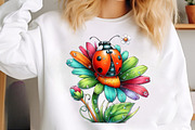 Watercolor Spring Ladybug Clipart, an Illustration by SinaCreation (Thumbnail 5 of 8)