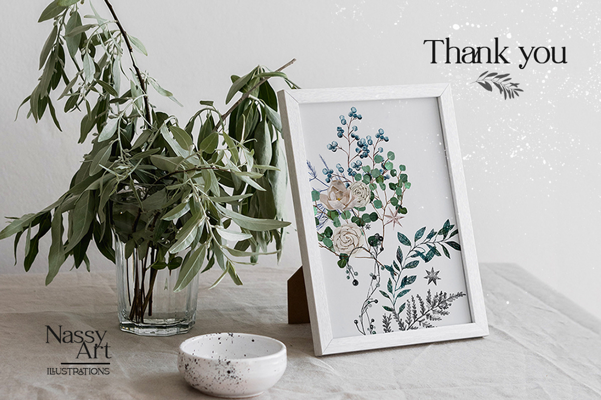 Winter Greenery Watercolor Set, an Illustration by NassyArt (Photo 10 of 10)