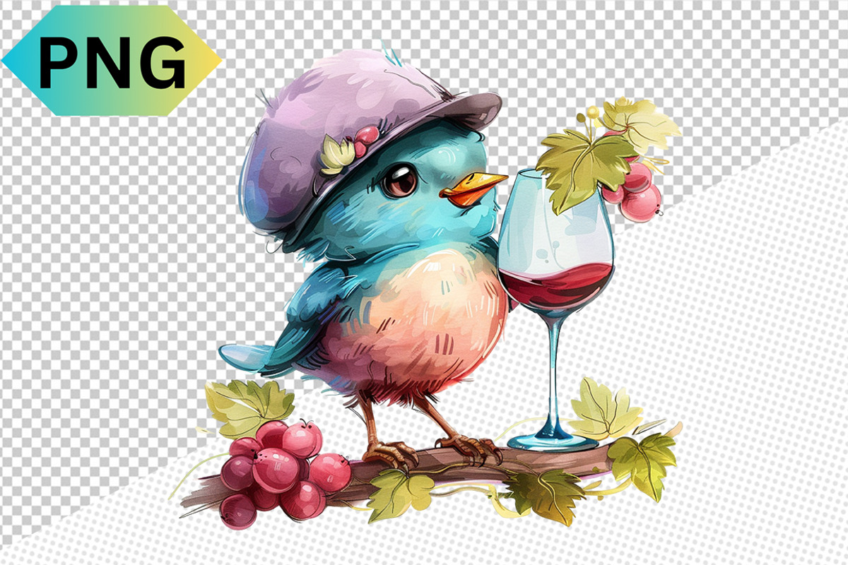 Funny Bird With Wine Glass Clipart, a Graphic by crative8112 (Photo 6 of 13)