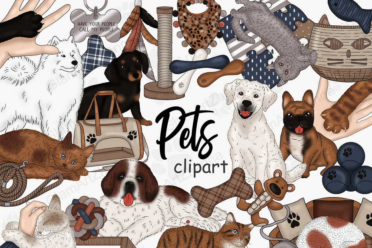 Pets Clipart, an Animal Illustration by GlamArtZhanna (Photo 1 of 5)