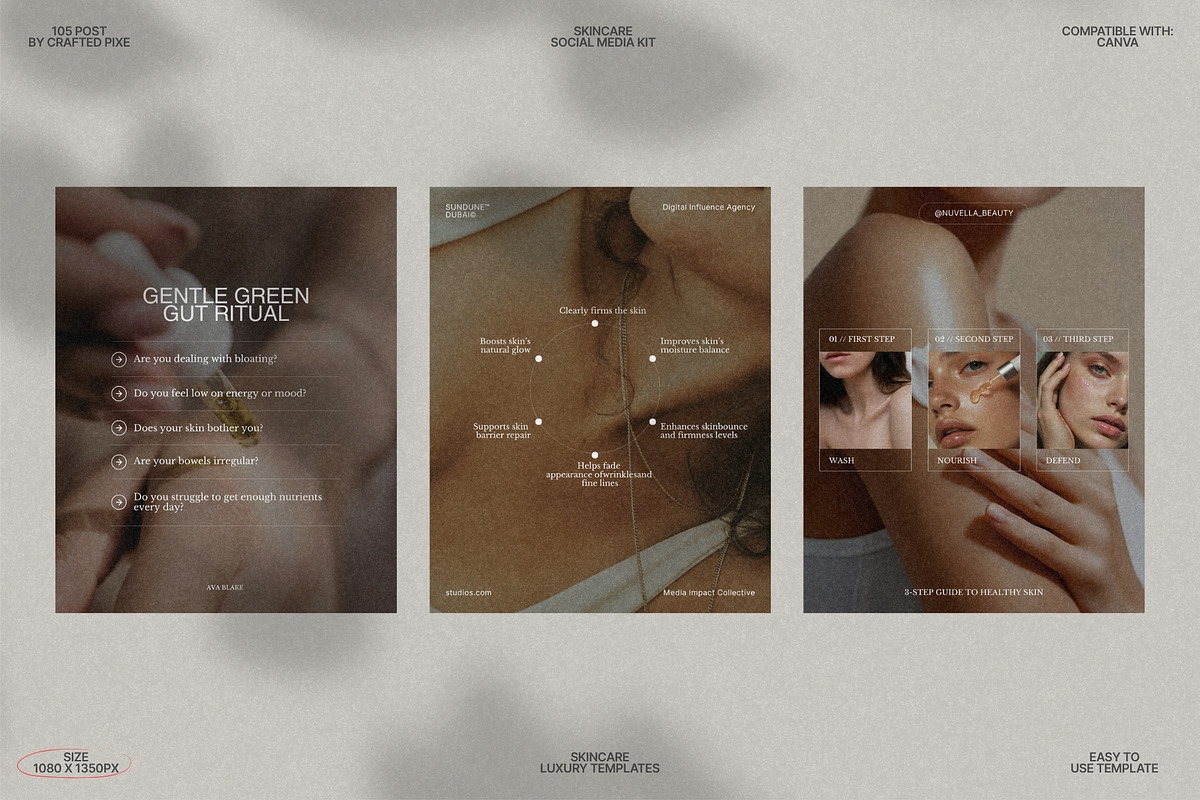 Minimal Skincare Canva Post Set preview 7