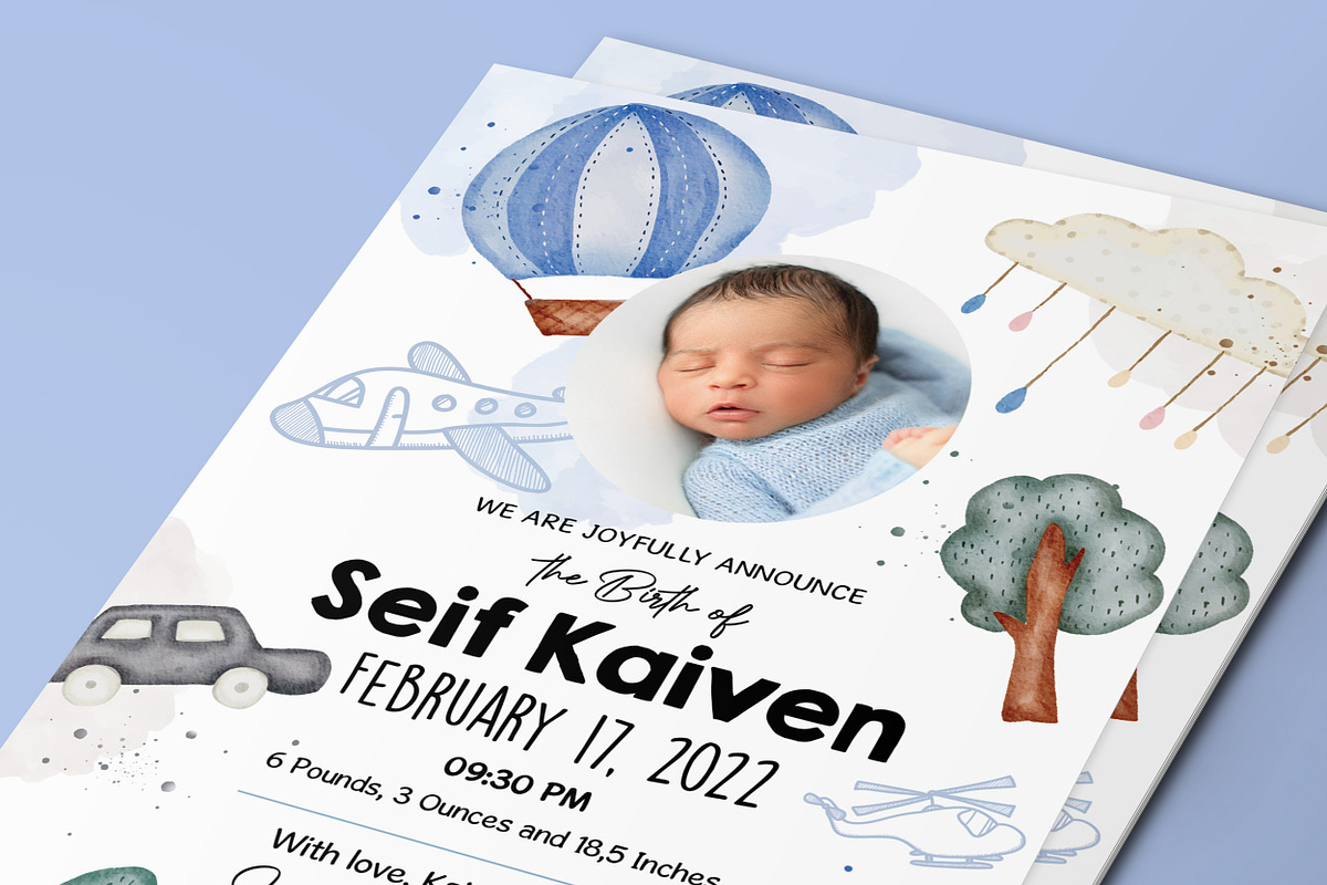 Baby Announcement Card, a Card Template by Aarley Kaiven (Photo 2 of 2)
